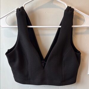 UK2LA Black Textured Crop Top